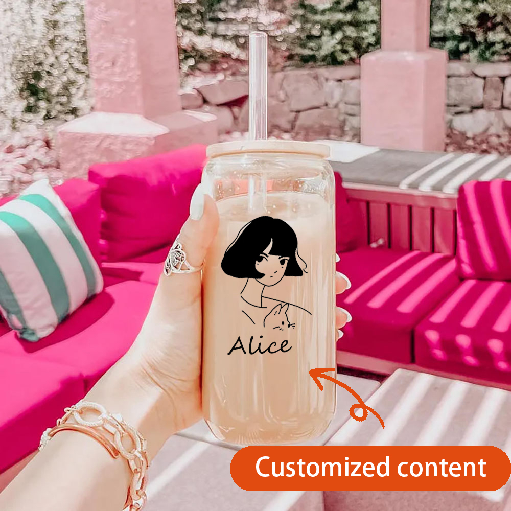 Coffee Equipment Names - Customized cartoon glass cups, Valentine's Day